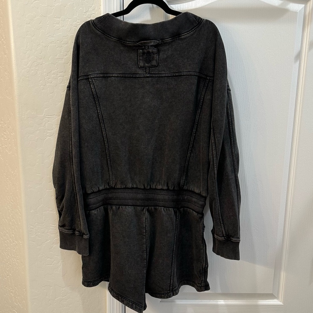 Free People Black Washed Romper with Drawstring Waist - Picture 7 of 12